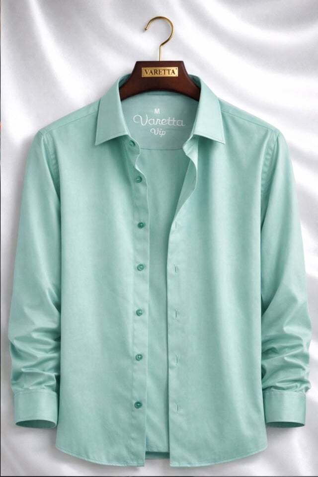 Varetta Erkek Yeşil Düz Cepsiz Geniş Kesim Uzun Kollu Gömlek