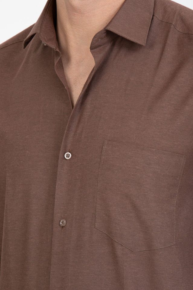 Varetta Erkek Kahverengi  Düz Uzun Kollu Gömlek