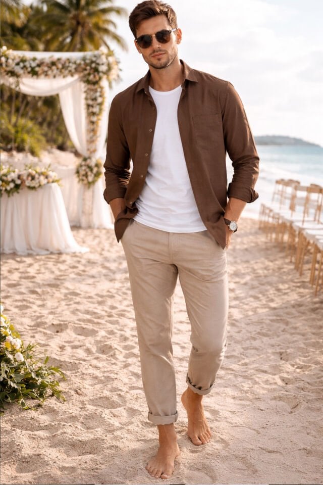 Varetta Erkek Kahverengi Gömlek Düz Uzun Kollu