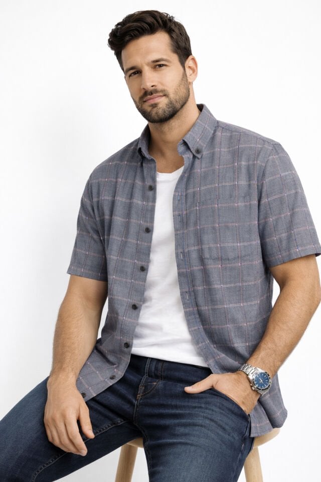 Varetta Erkek Füme Kısa Kollu Cepli Gömlek