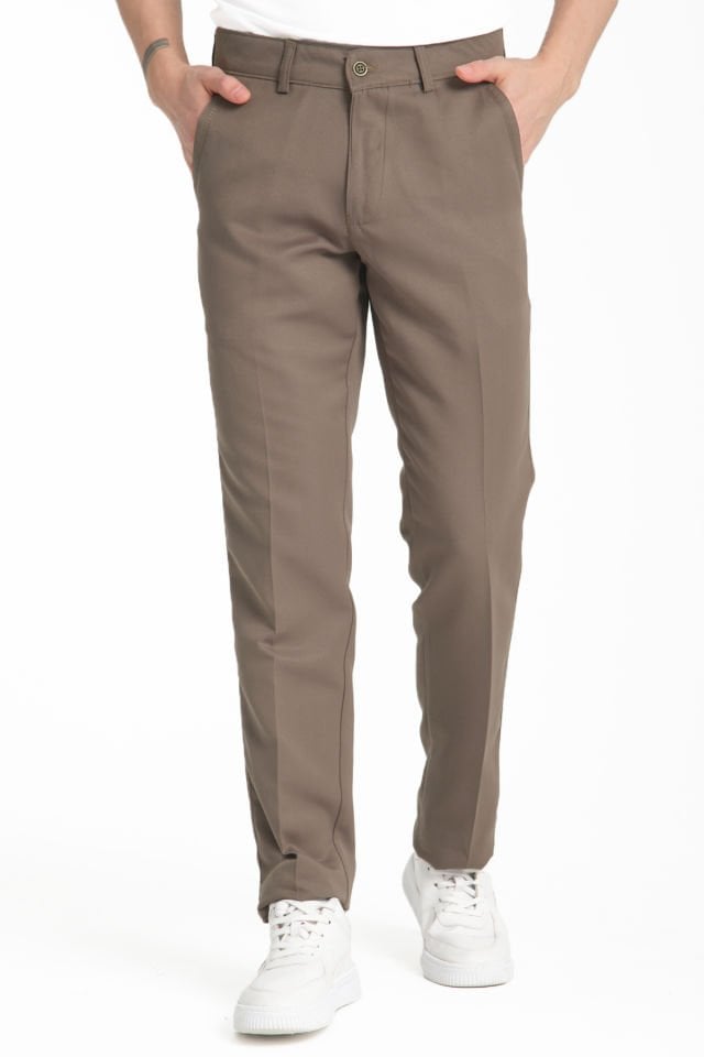 Varetta Erkek Kahverengi Pamuklu Cepli Yazlık Düz Keten Pantolon