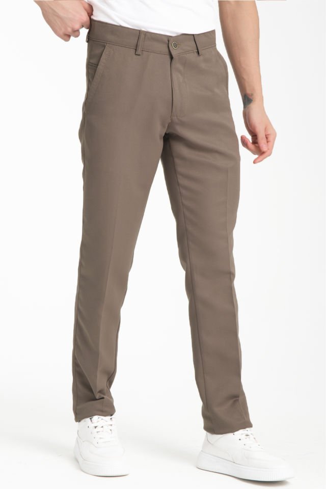 Varetta Erkek Kahverengi Pamuklu Cepli Yazlık Düz Keten Pantolon