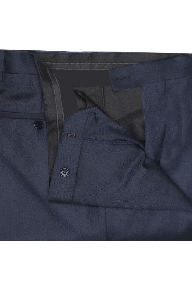 Varetta Erkek Çelik Mavi Büyük Beden Klasik Kesim Poliviskon Kumaş Pantolon