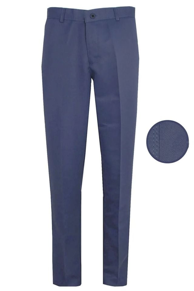 Varetta Erkek Çelik Mavi Klasik Kesim Keten Pantolon