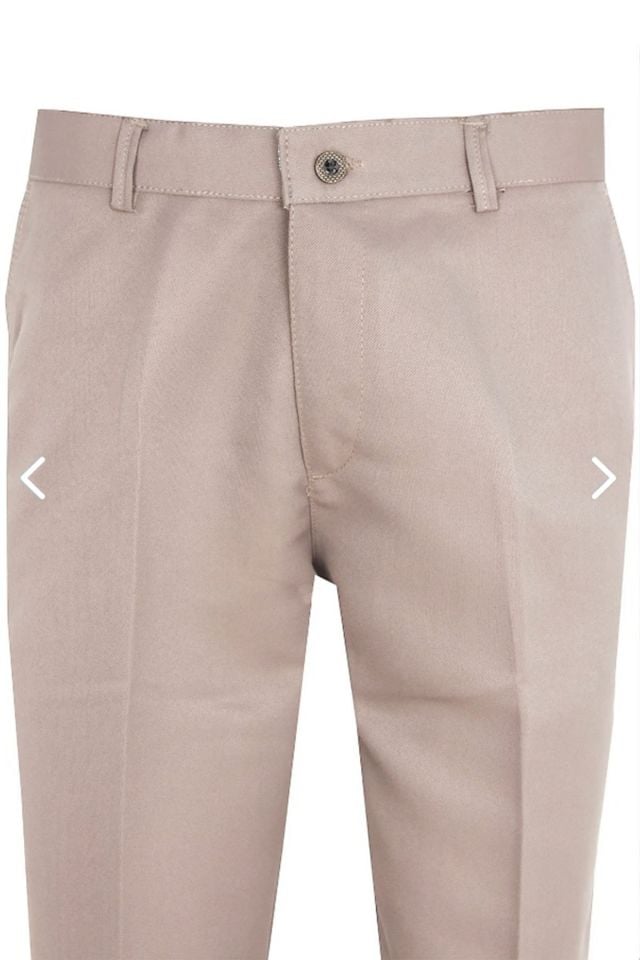 Varetta Erkek Bej Keten Pantolon Armürlü Klasik Kesim Cepli