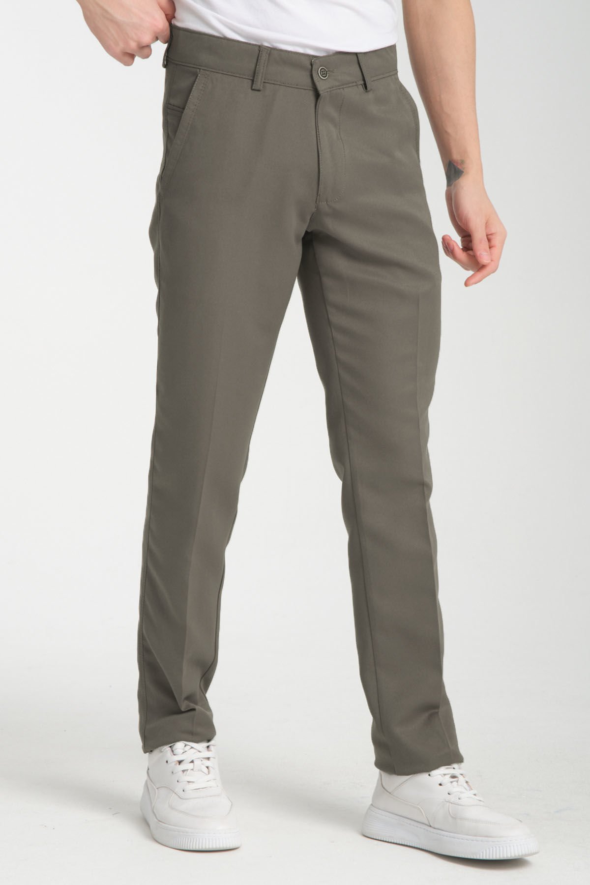 Varetta Erkek Yeşil Pamuklu Cepli Yazlık Düz Keten Pantolon