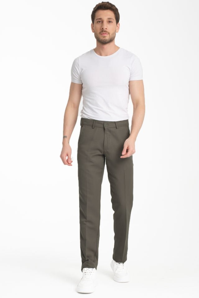 Varetta Erkek Yeşil Pamuklu Cepli Yazlık Düz Keten Pantolon