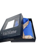 Erkek Mavi Klasik Kesim Uzun Kollu Tek Cepli Gömlek Kremrengi Kravat Kombin Set