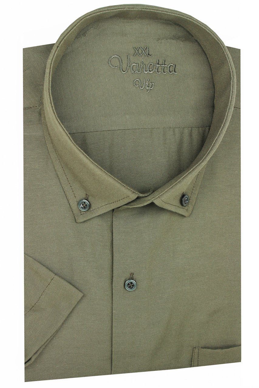 Varetta Erkek Yeşil Büyük Beden Kısa Kollu Pamuk Saten Gömlek
