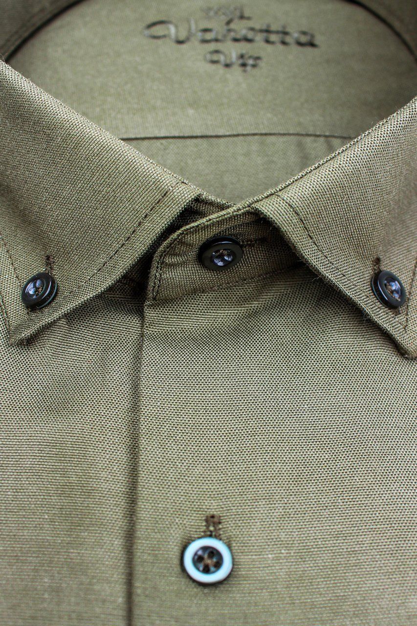 Varetta Erkek Yeşil Büyük Beden Kısa Kollu Pamuk Saten Gömlek