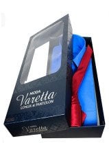 Erkek Mavi Klasik Kesim Uzun Kollu Tek Cepli Gömlek Bordo Kravat Kombin Set