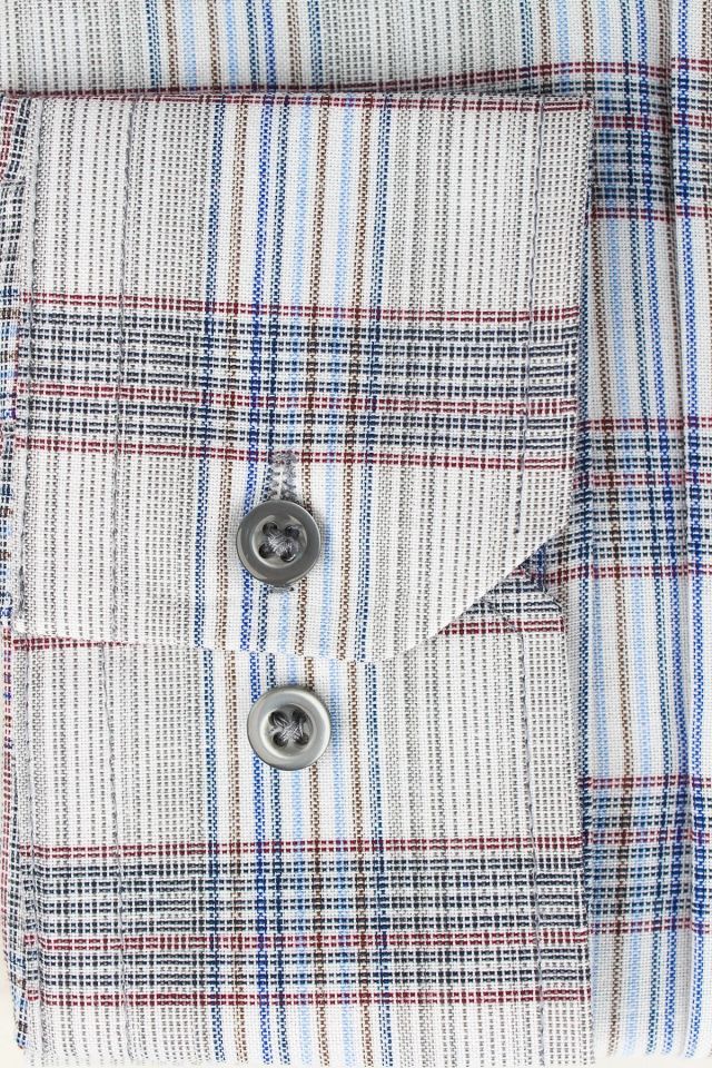 Varetta Erkek Bulut Gri Kareli Uzun Kol Klasik Kesim Yaka Düğmeli Gömlek