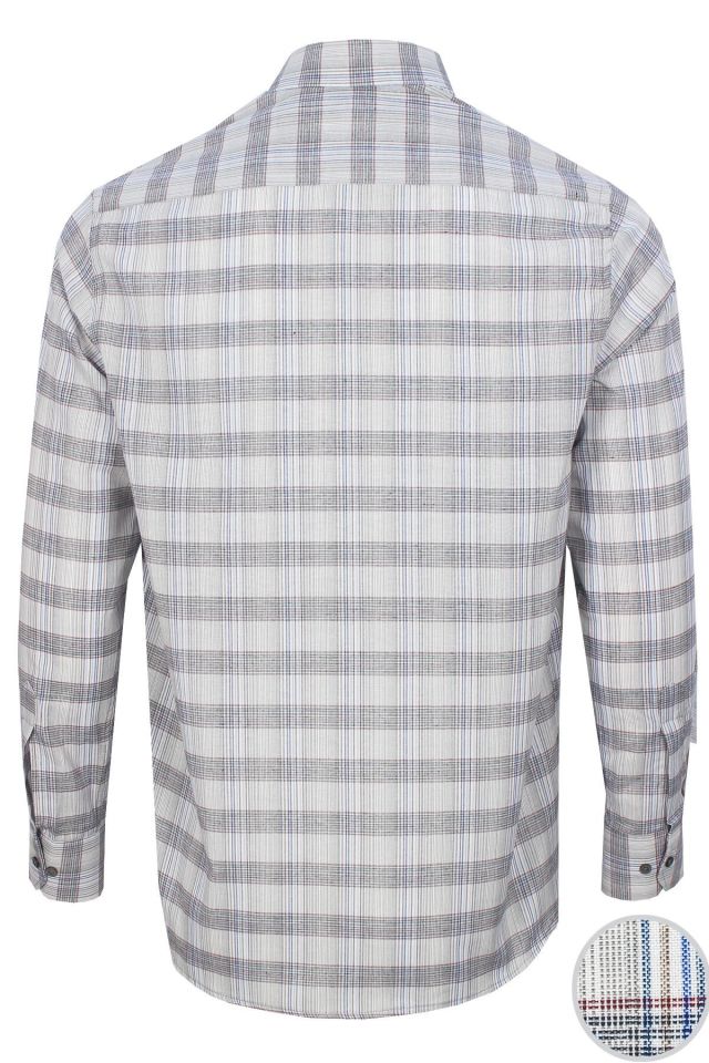 Varetta Erkek Bulut Gri Kareli Uzun Kol Klasik Kesim Yaka Düğmeli Gömlek