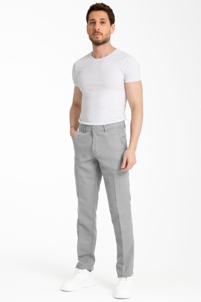 Varetta Erkek Ekru Pamuklu Cepli Yazlık Düz Keten Pantolon