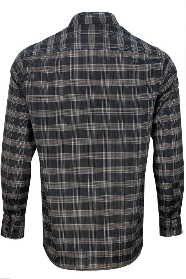 Varetta Erkek Siyah Kareli Uzun Kol Klasik Kesim Yaka Düğmeli Gömlek