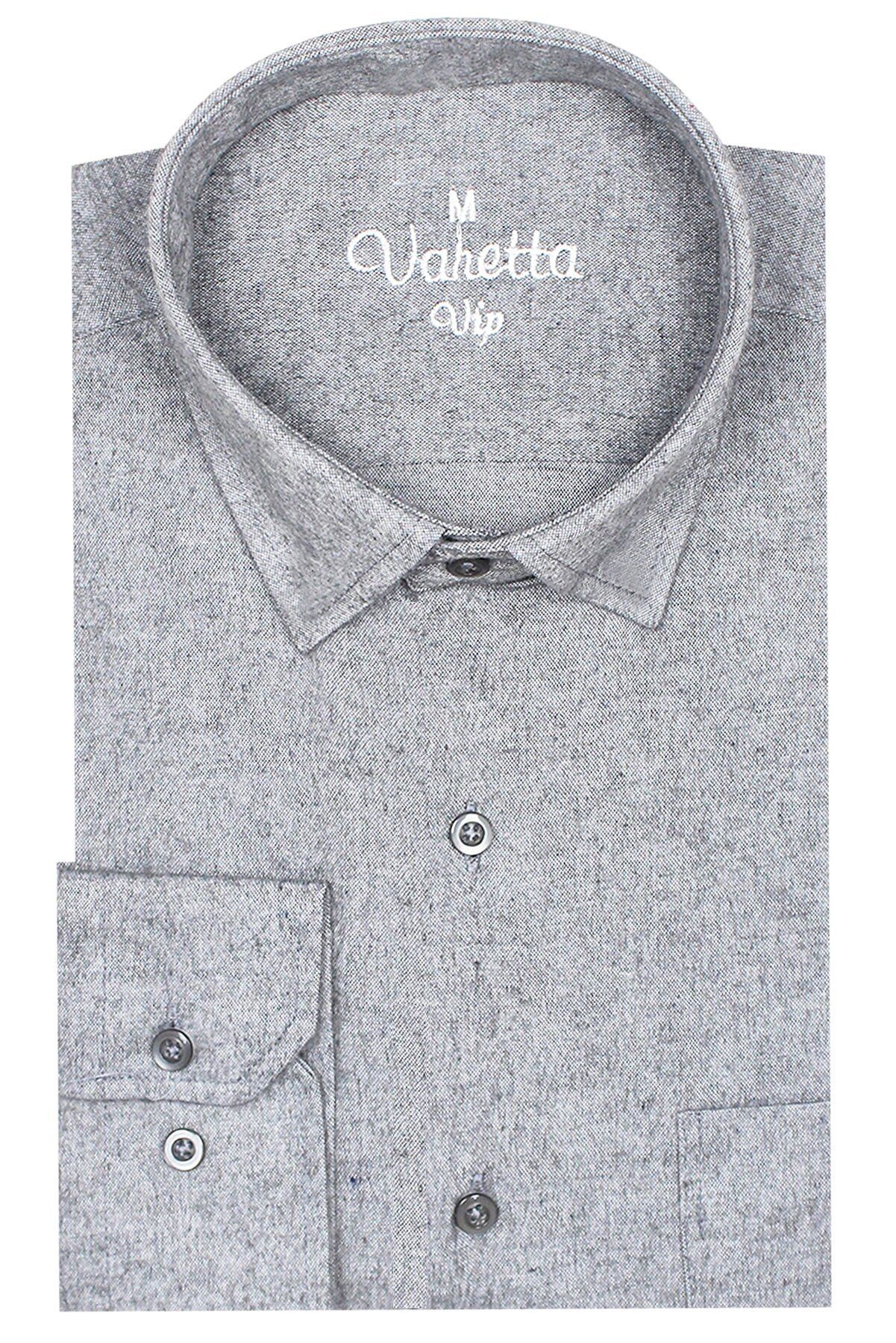 Varetta Erkek Gümüş Gri Cepli Kışlık Gömlek