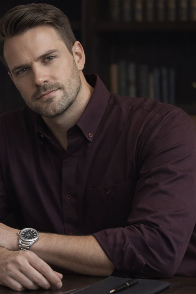 Varetta Erkek Mürdüm Büyük Beden Gömlek Yaka Düğmeli Uzun Kollu Düz