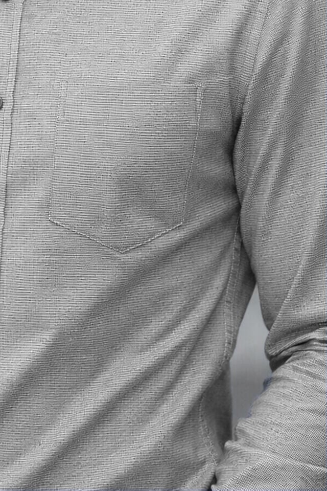 Varetta Erkek Gri Uzun Kollu Keten Efektli  Gömlek Cepli Pamuklu