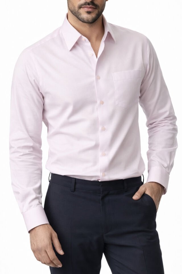 Varetta Erkek Gömlek Pembe Uzun Kollu Pamuklu Düz Renk Cepli Model
