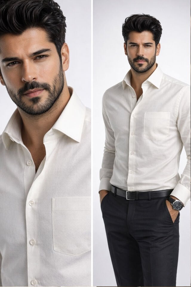 Varetta Erkek Gömlek Bej Uzun Kollu Pamuklu Düz Renk Cepli Model