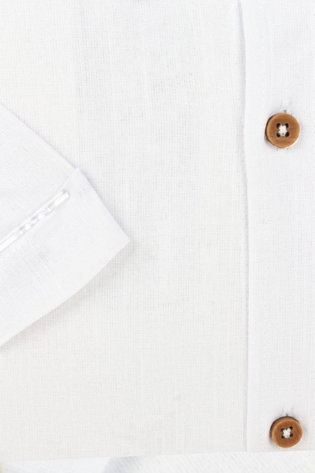 Varetta Erkek Beyaz Keten Cepli Kısa Kollu Gömlek