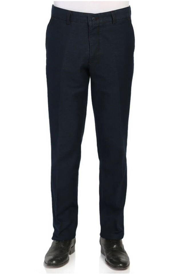 Varetta Erkek Lacivert Kalın Kışlık Cepli Düz Klasik Kesim Kot Pantolon