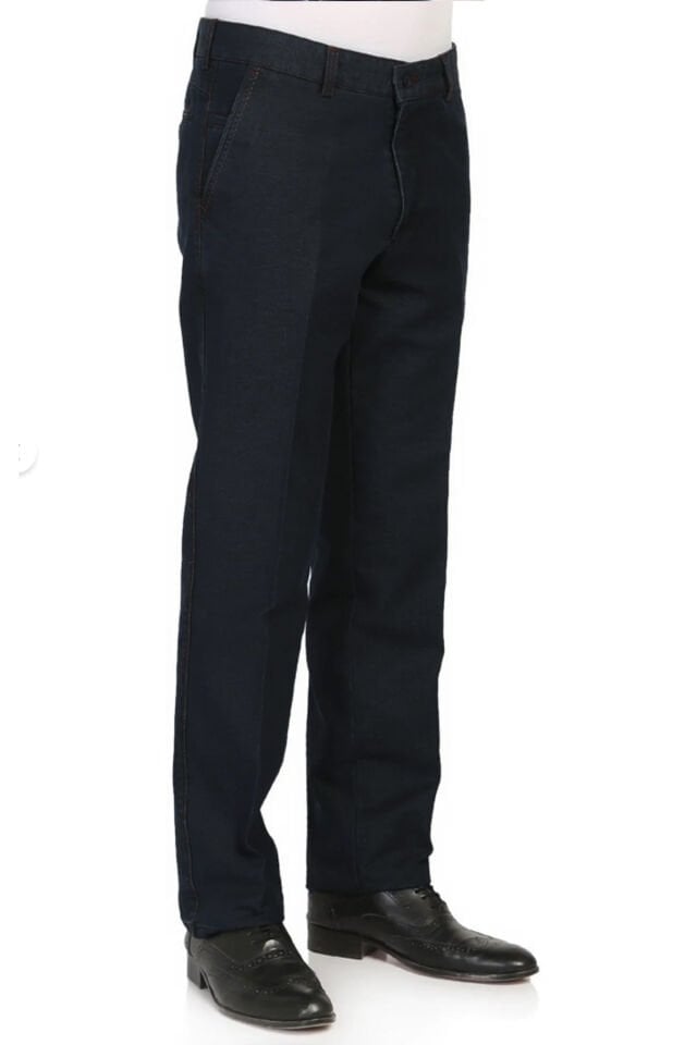 Varetta Erkek Lacivert Kalın Kışlık Cepli Düz Klasik Kesim Kot Pantolon