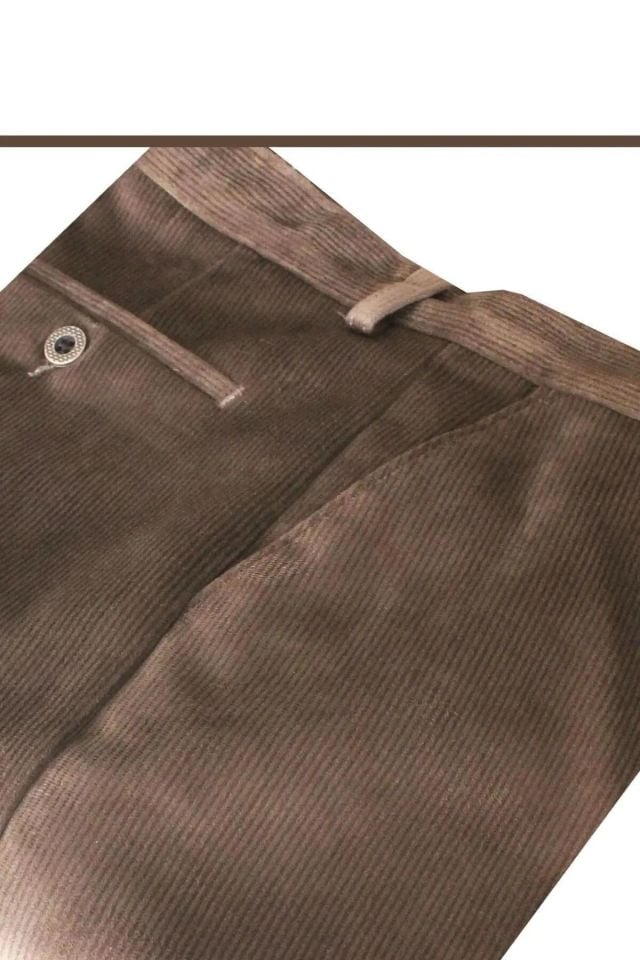 Varetta Erkek Kahverengi Kışlık İçi Yünlü Polarlı Klasik Kesim Kadife Pantolon