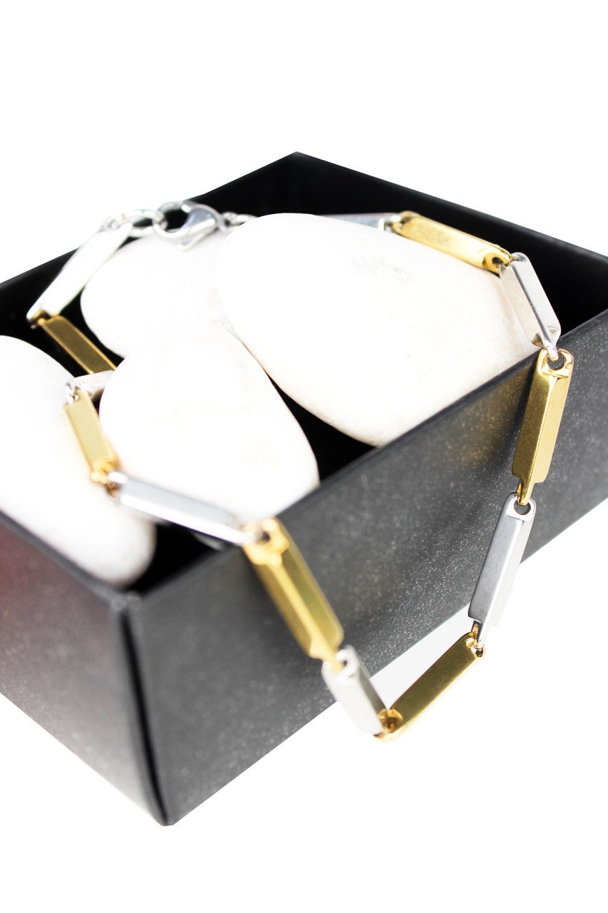 Erkek Kolye Ve Bileklik Takım Set Gri Altın Kararmaz Çelik Erkek Aksesuar