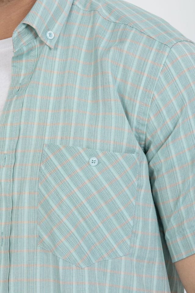 Varetta Erkek Yeşil Kareli Çift Cepli Yazlık Kısa Kollu Gömlek