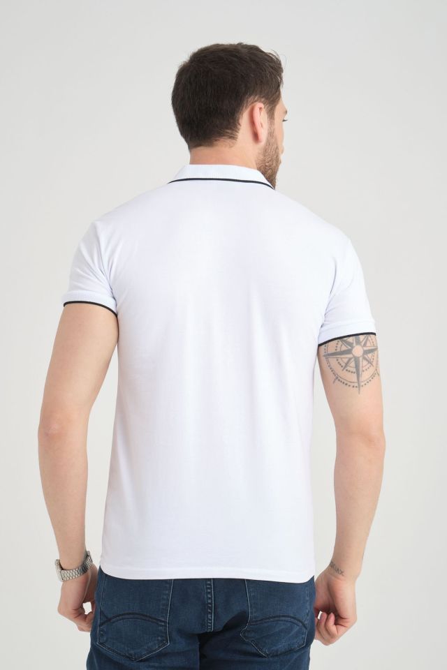 Varetta Erkek Beyaz Pamuklu Polo Yaka Kısa Kollu Tshirt