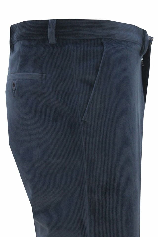 Varetta Erkek Lacivert Kışlık Çizgili Cepli Klasik Kesim Kadife Pantolon
