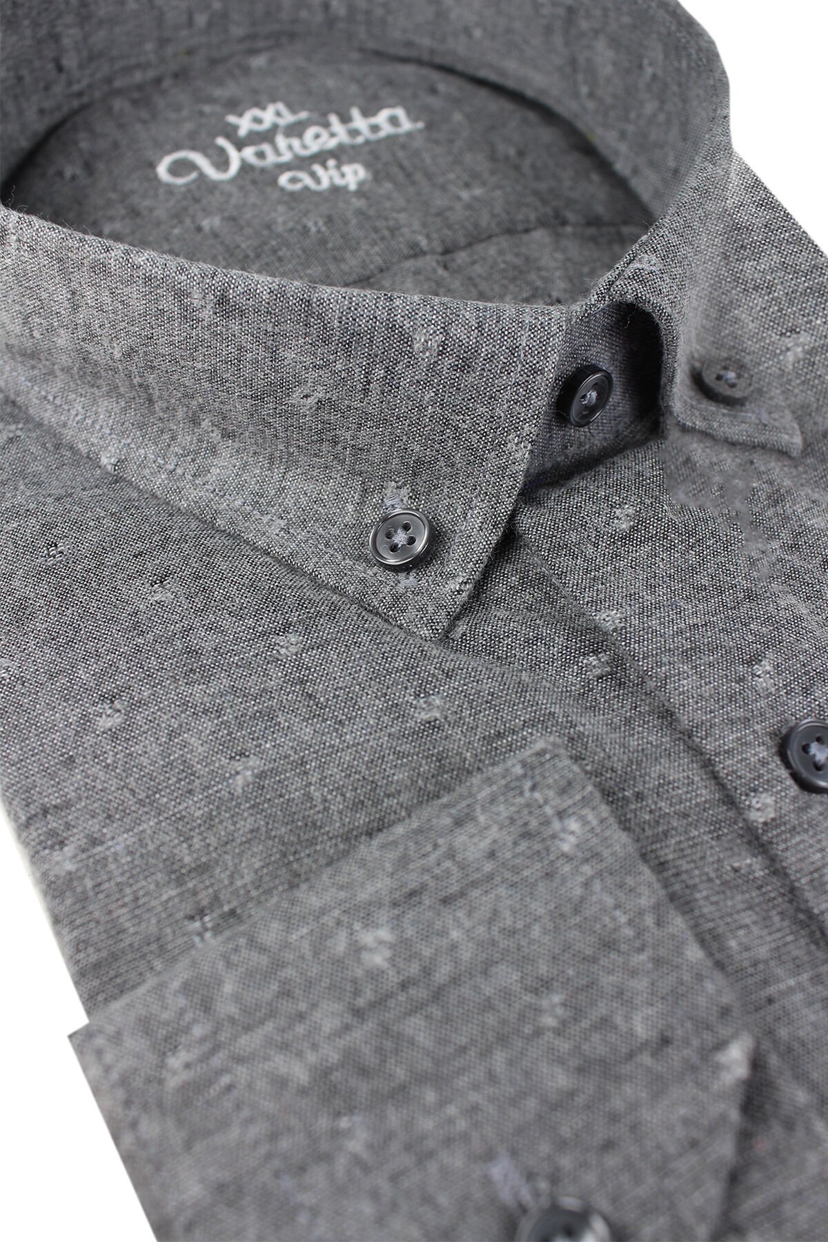 Varetta Büyük Beden Erkek Gri Kışlık Yünlü Oduncu Gömlek – Cepli Geniş Kesim Flanel Model