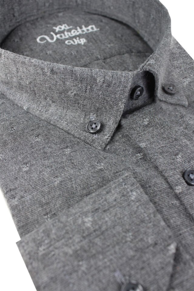 Varetta Büyük Beden Erkek Gri Kışlık Yünlü Oduncu Gömlek – Cepli Geniş Kesim Flanel Model