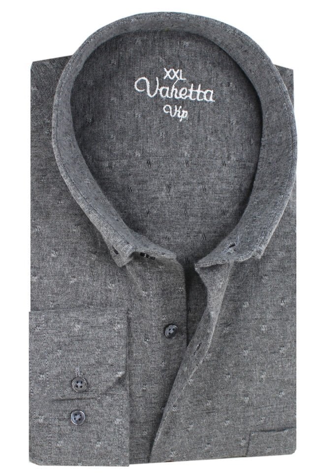 Varetta Büyük Beden Erkek Gri Kışlık Yünlü Oduncu Gömlek – Cepli Geniş Kesim Flanel Model