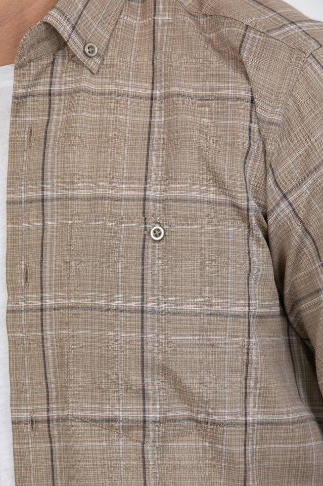 Varetta Erkek Kahverengi Kareli Cepli Yazlık Kısa Kollu Gömlek