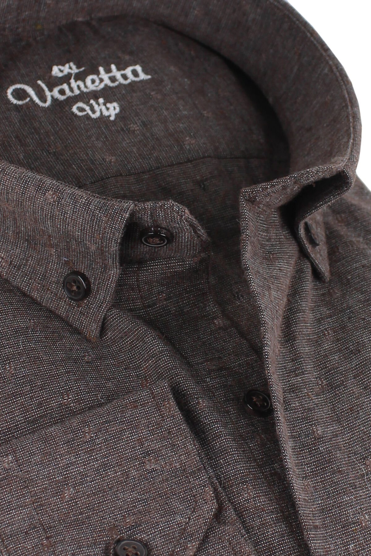 Varetta Büyük Beden Erkek Kahverengi Kışlık Yünlü Oduncu Gömlek – Cepli Geniş Kesim Flanel Model