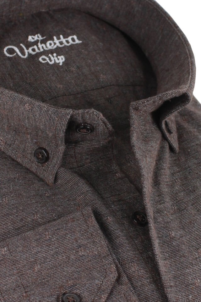 Varetta Büyük Beden Erkek Kahverengi Kışlık Yünlü Oduncu Gömlek – Cepli Geniş Kesim Flanel Model