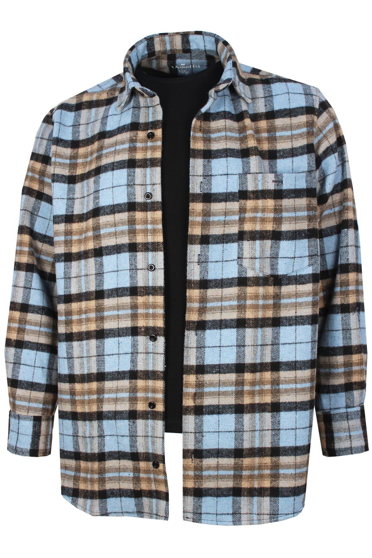 Varetta Erkek Mavi Oduncu Gömlek Kareli  Klasik Kesim Cepli Oduncu