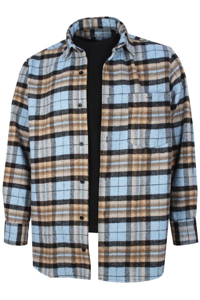 Varetta Erkek Mavi Oduncu Gömlek Kareli  Klasik Kesim Cepli Oduncu