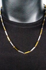 Erkek Gold Gümüş Çelik Zincir Kolye