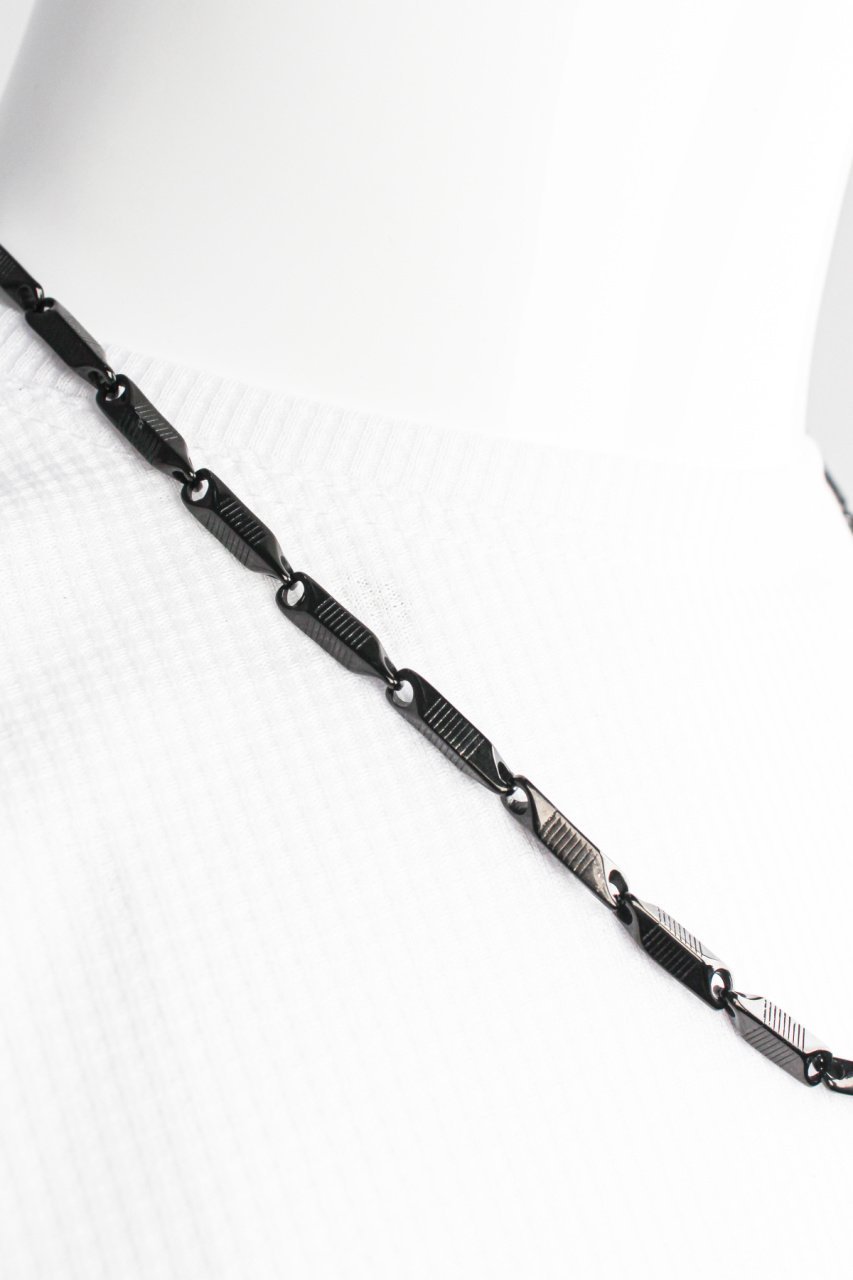 Erkek Siyah Gümüş Çelik Zincir Kolye