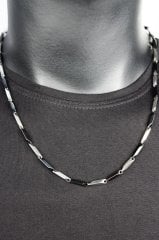 Erkek Black Gray Gümüş Çelik Zincir Kolye