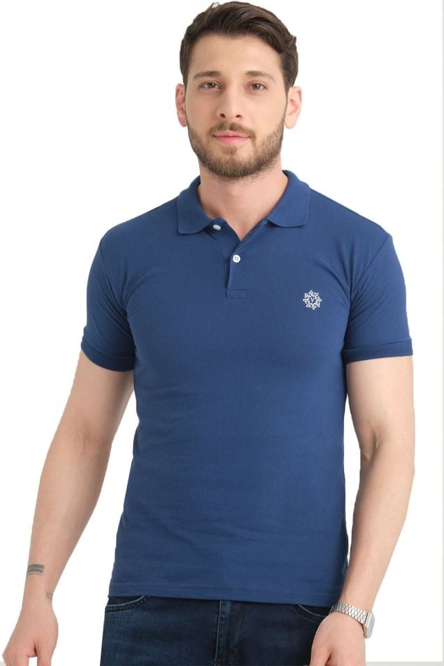 Varetta Erkek Lacivert Tişört Pamuklu Polo Yaka Kısa Kollu T shirt