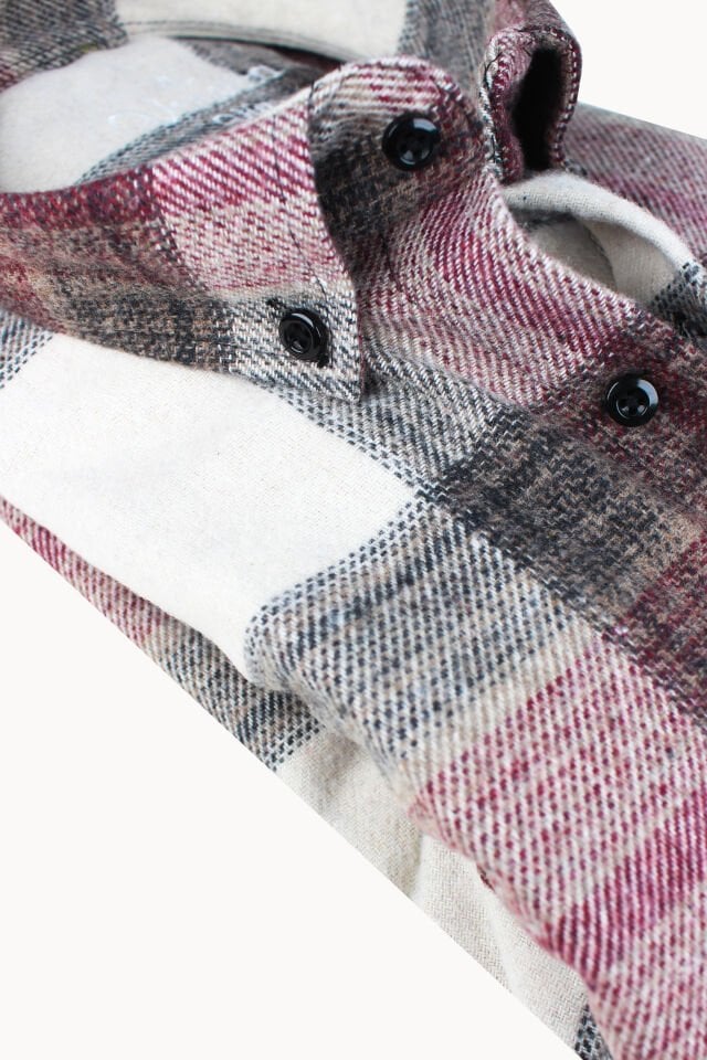 Varetta Erkek Bordo Kışlık Kalın Kareli Oduncu Gömlek – Cepli Oversize Model