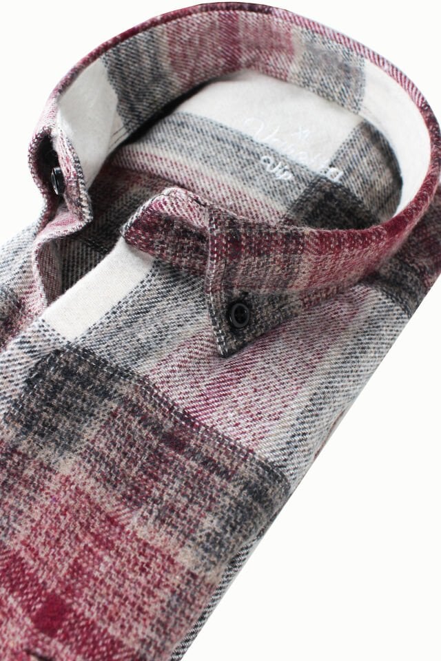 Varetta Erkek Bordo Kışlık Kalın Kareli Oduncu Gömlek – Cepli Oversize Model