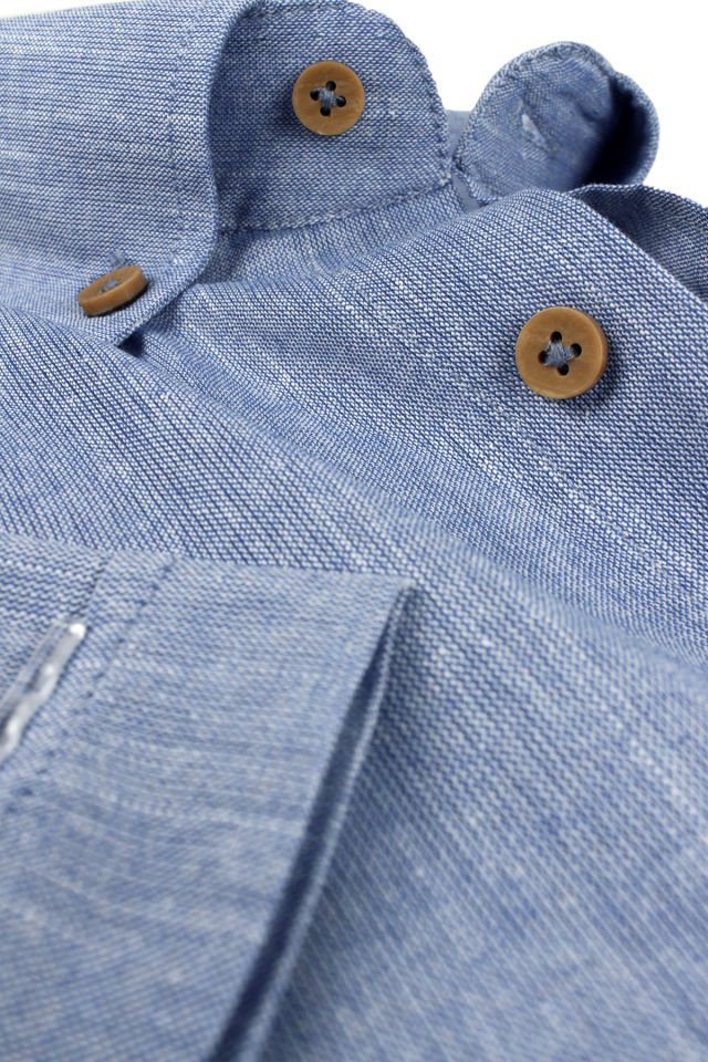 Varetta Erkek Mavi Keten Cepli Kısa Kollu Gömlek