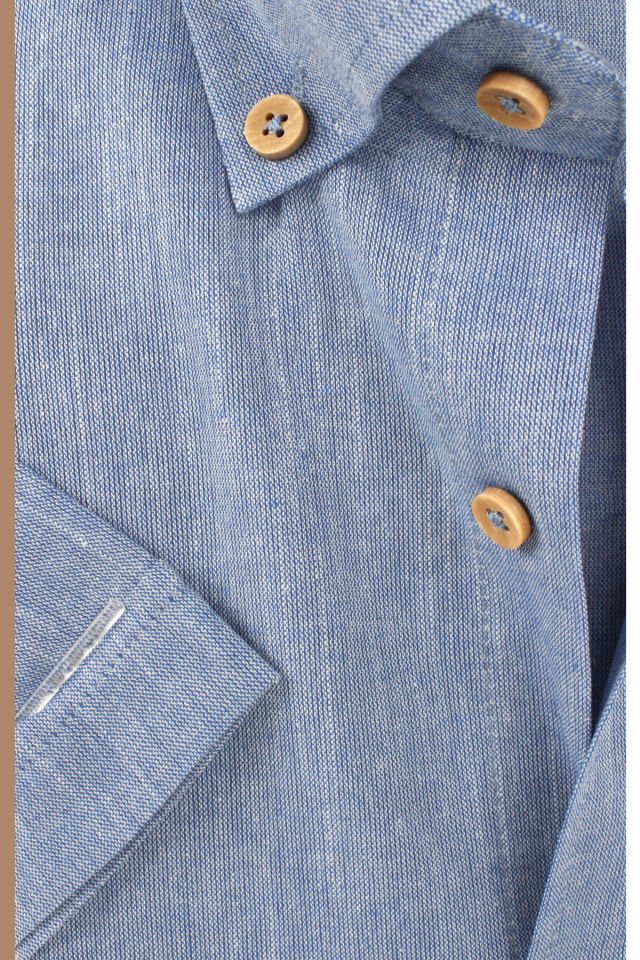 Varetta Erkek Mavi Keten Cepli Kısa Kollu Gömlek