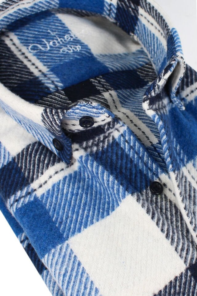 Varetta Erkek Mavi Kışlık Kalın Kareli Oduncu Gömlek – Cepli Oversize Model