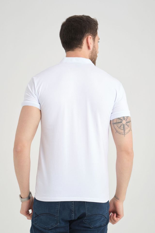 Varetta Erkek Beyaz Pamuklu Polo Yaka Kısa Kollu T shirt